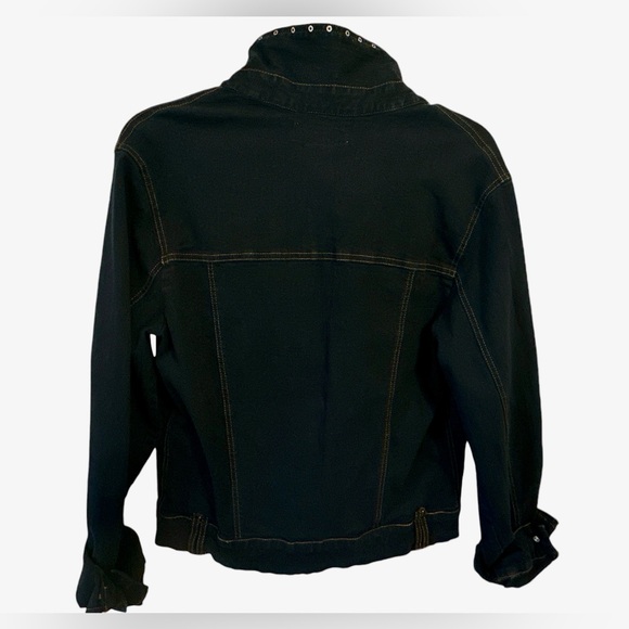 NYDJ Jean Denim Jacket Rhinestone Studded Dk Blue Denim Womens Lg - Picture 6 of 11